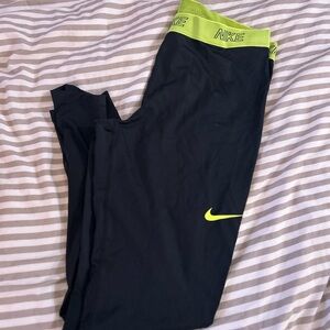 Nike Black and Green Performance Leggings